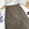 beige Women’s High-Waist Tailored Trousers
