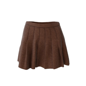 brown skirt Women’s Pleated Mini Skirt (Brown)