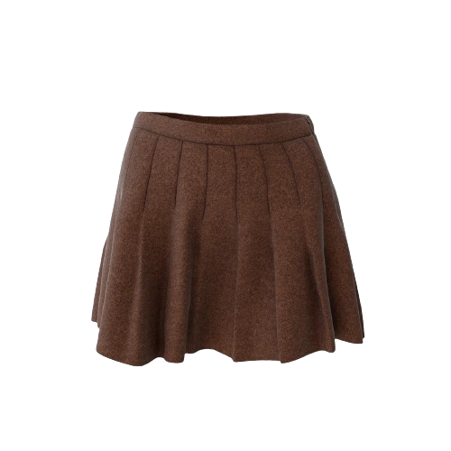 Women’s Pleated Mini Skirt (Brown)