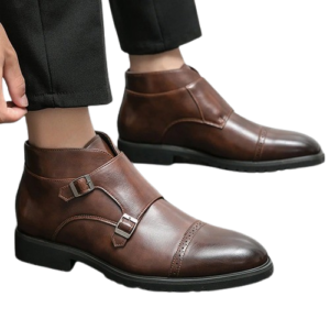 featured Men’s Leather Monk Strap Ankle Boots
