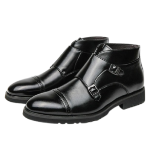 featured Men’s Black Leather Monk Strap Ankle Boots