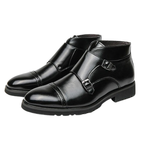 featured Men’s Black Leather Monk Strap Ankle Boots